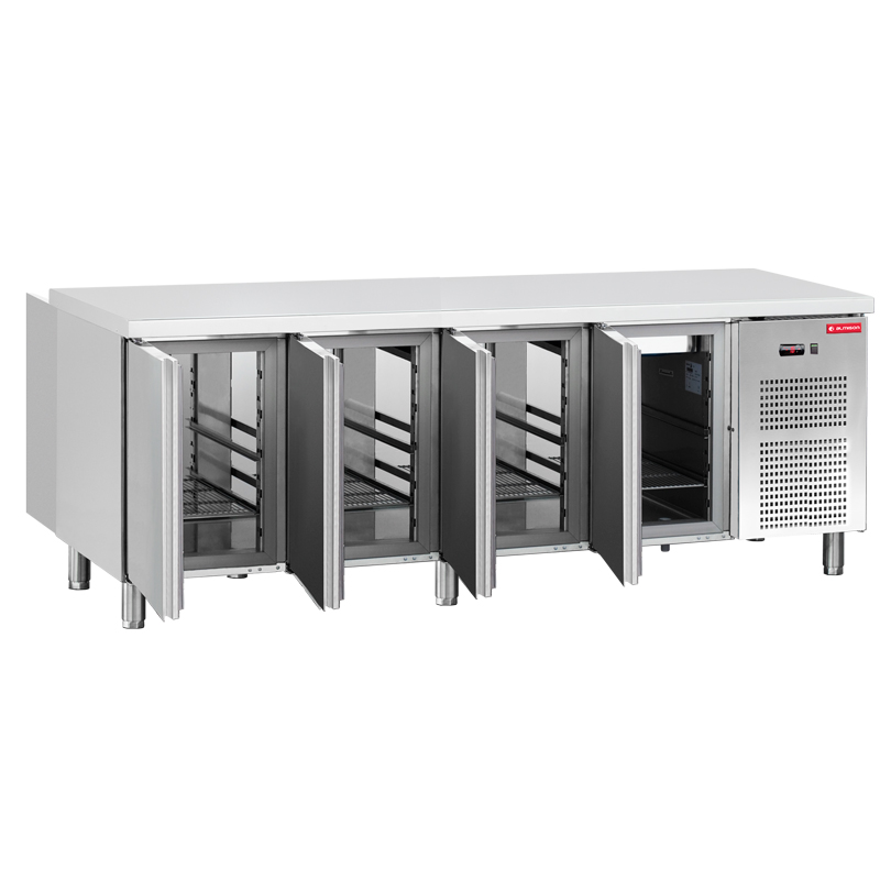 Mesa Gastronormn refrigerado 4 puertas ciega