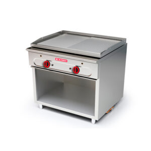 Plancha (Fry top) modular 900 con soporte 2 fuegos gas HD estriada - lisa