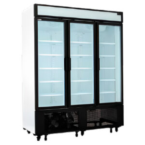 Armario expositor alta capacidad 3 puerta cristal blanco